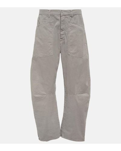 Nili Lotan Pantalones Shon de sarga de tiro alto - Gris