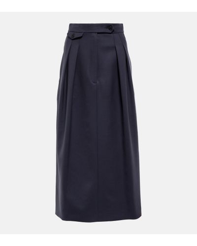 The Row Michelet Wool-blend Midi Skirt - Blue