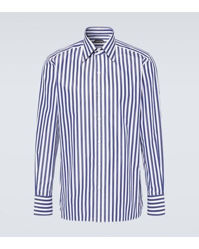 Tom Ford Grand Bangle Striped Cotton Shirt - Blue