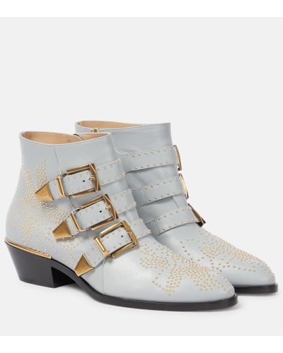 Chloé Chloe Susanna Embellished Leather Boots - White
