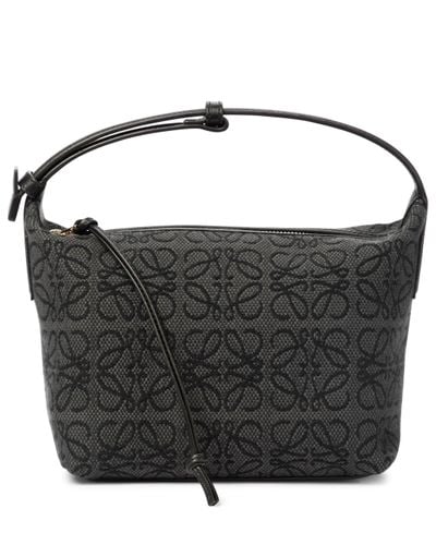 Loewe Cubi Small Anagram Leather-trimmed Tote - Black