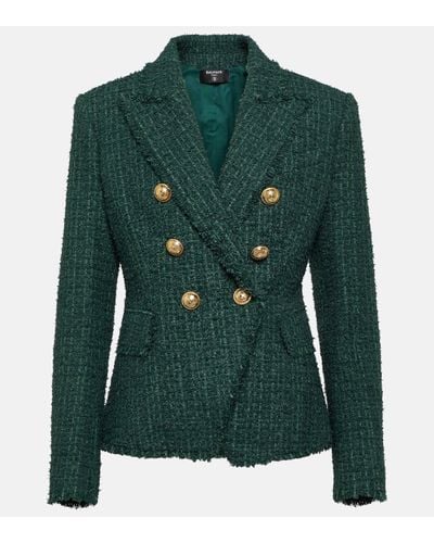 Balmain Tweed Blazer - Green