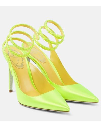 Rene Caovilla Cleo Crystal-embellished Satin Court Shoes - Yellow