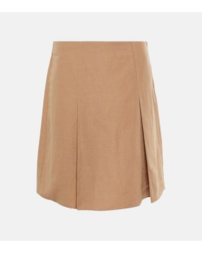 Vince Pleated Cotton-blend Miniskirt - Natural