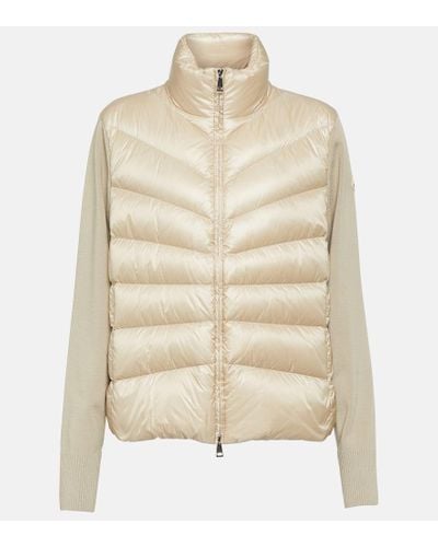 Moncler Tricot Down-paneled Wool Jacket - Natural