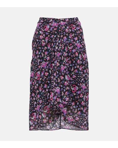 Isabel Marant Gibsi Floral Cotton Midi Skirt - Purple
