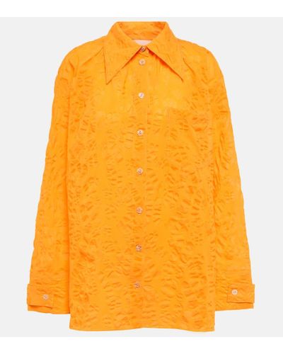 Nanushka Leora Jacquard Cotton Shirt - Yellow