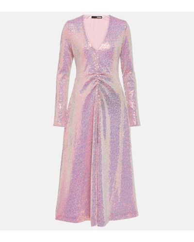 ROTATE BIRGER CHRISTENSEN Ruched Sequined Midi Dress - Pink