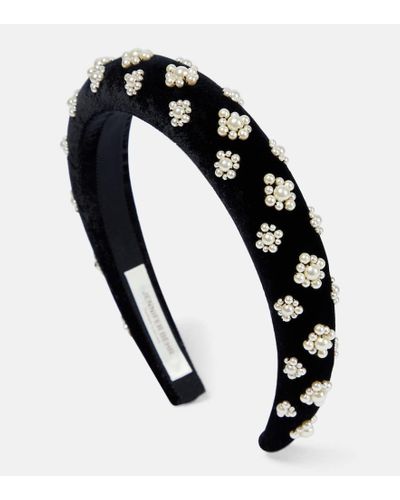 Jennifer Behr Embellished Velvet Headband - Black