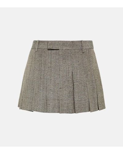 Bottega Veneta Pleated Silk-blend Miniskirt - Gray