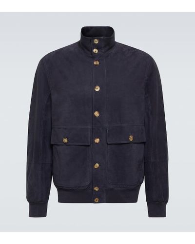 Brunello Cucinelli Chaqueta bomber de ante - Azul