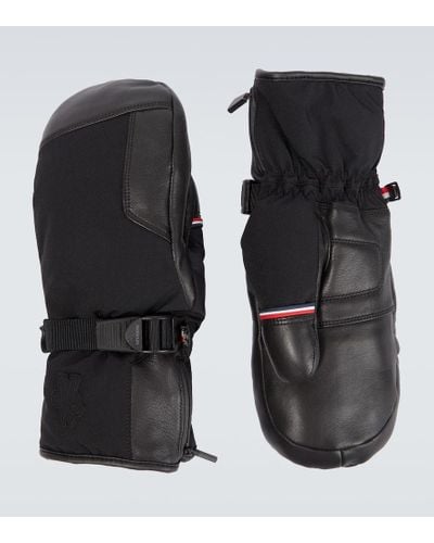 3 MONCLER GRENOBLE Leather-trimmed Technical Ski Mittens - Black