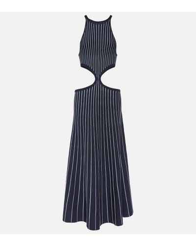 Gabriela Hearst Tam Striped Cutout Wool And Silk Maxi Dress - Blue