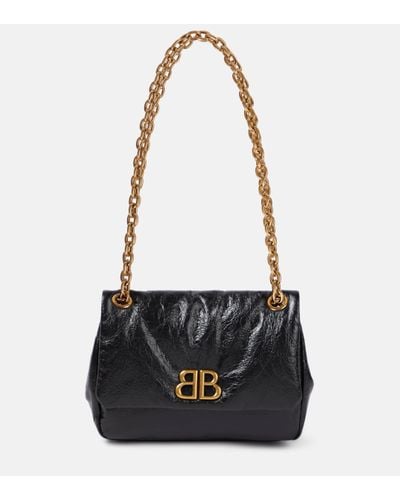 Balenciaga Monaco Mini Leather Shoulder Bag - Black