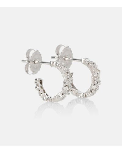 Suzanne Kalan Fireworks 18kt White Gold Hoop Earrings With Diamonds