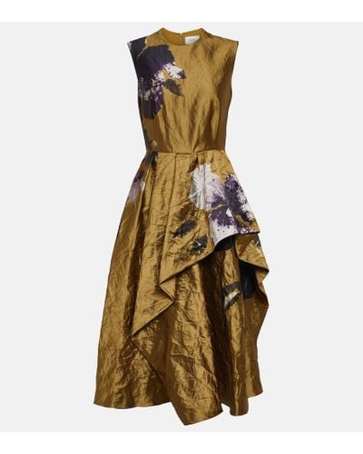 Erdem Floral Midi Dress - Metallic