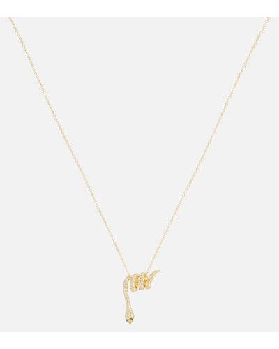 Ileana Makri Convolute Snake 18kt Gold Necklace With Gemstones - White