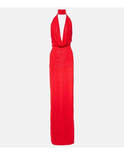 AYA MUSE Scarf-detail Maxi Dress - Red
