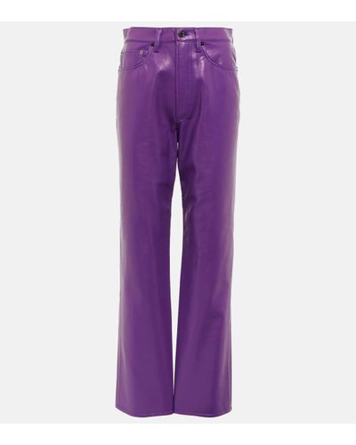 Agolde Pantalon 90s Pinch a taille haute en cuir synthetique - Violet