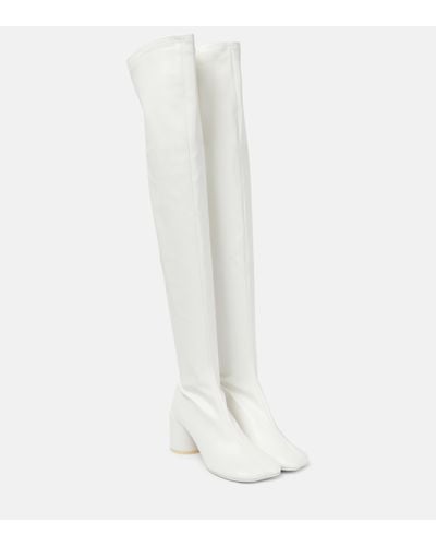 MM6 by Maison Martin Margiela Anatomic Faux Leather Over-the-knee Boots - White