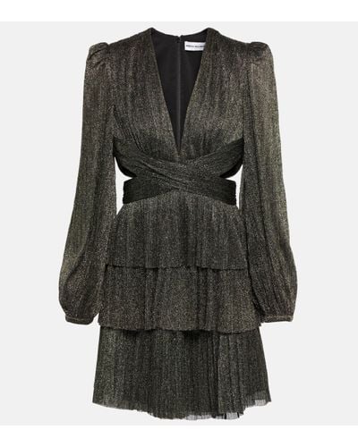 Rebecca Vallance Giverny Metallic Plisse Minidress - Black