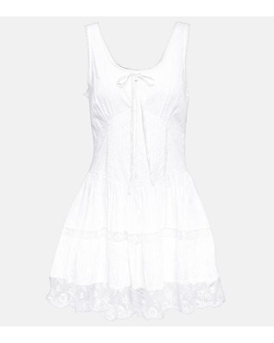 LoveShackFancy Ceronne Lace-trimmed Cotton Minidress - White