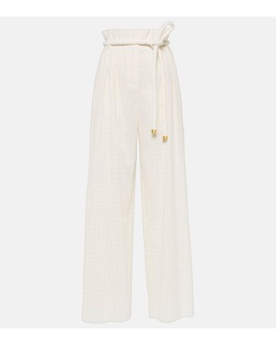 Loro Piana Tristin Checked Cotton-blend Wide-leg Trousers - White