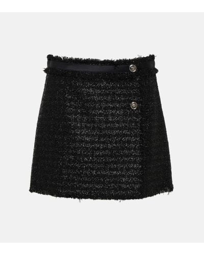 Versace Vichy Tweed Wrap Mini Skirt - Black