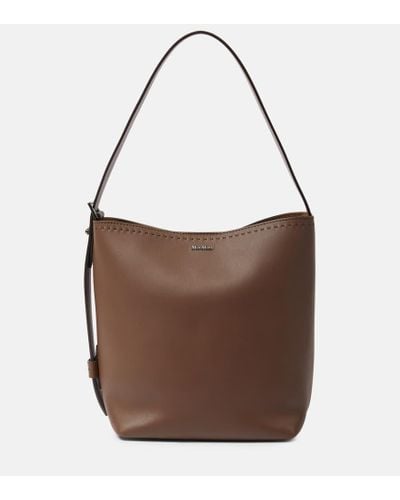 Max Mara Archetipo Leather Shoulder Bag - Brown