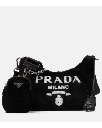 Prada Sac Re-Edition 2005 Small en shearling - Noir