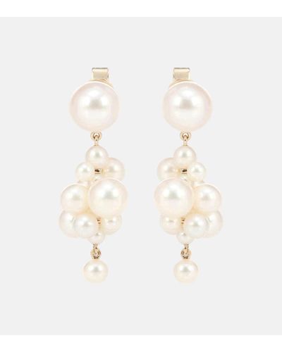 Sophie Bille Brahe Botticelli 14kt Gold Earrings With Pearls - White