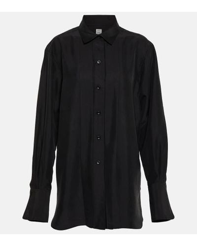Totême Camisa de seda oversized - Negro