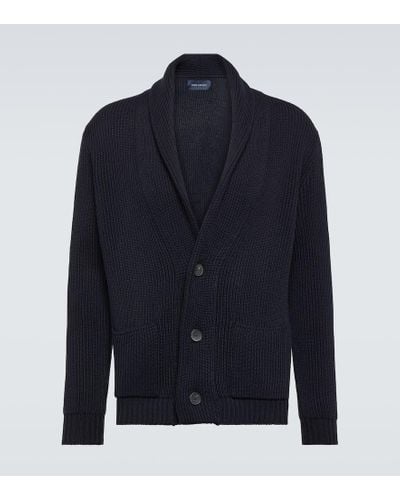Thom Sweeney Ribbed-knit Wool Cardigan - Blue