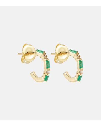 Suzanne Kalan 18kt Gold Earrings With Emeralds And Diamonds - Metallic