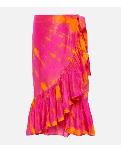 Anna Kosturova Tie-dyed Silk Wrap Skirt - Pink