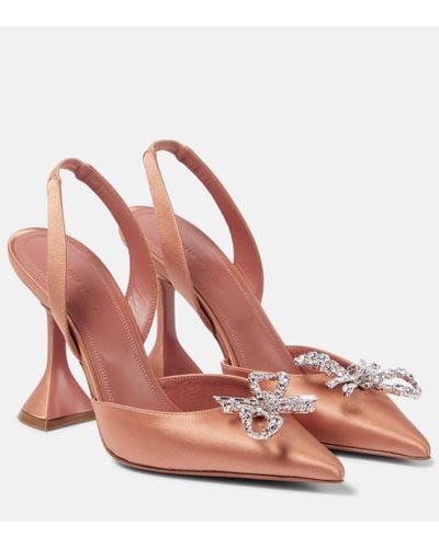 AMINA MUADDI Rosie Embellished Satin Slingback Court Shoes - Pink