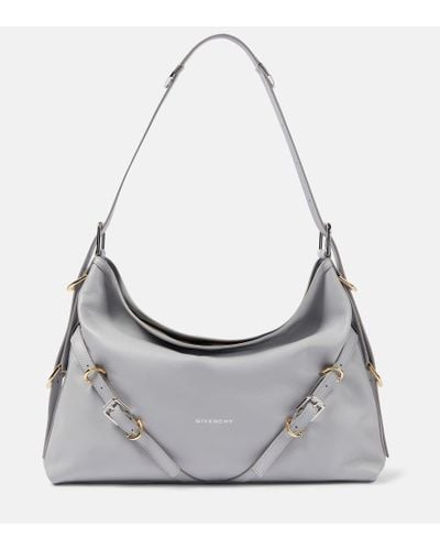 Givenchy Voyou Medium Leather Shoulder Bag - Gray