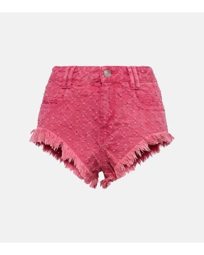 Isabel Marant High-rise Eyelet Denim Micro Shorts - Pink