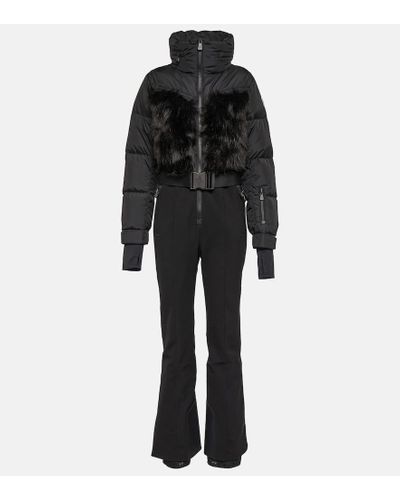 3 MONCLER GRENOBLE Skianzug mit Faux Fur - Schwarz