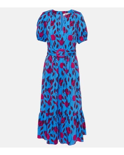 Diane von Furstenberg Lindy Cotton Poplin Midi Dress - Blue
