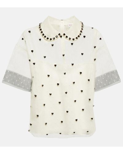 RED Valentino Embellished Tulle Top - Natural