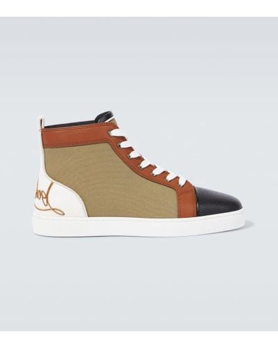 Christian Louboutin Fun Louis Leather-trimmed Sneakers - Brown