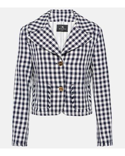 Etro Gingham Cropped Blazer - Blue