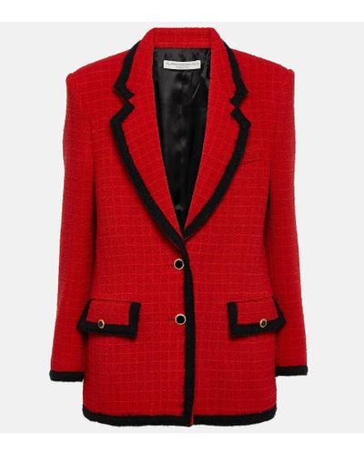 Alessandra Rich Wool-blend Boucle Jacket - Red