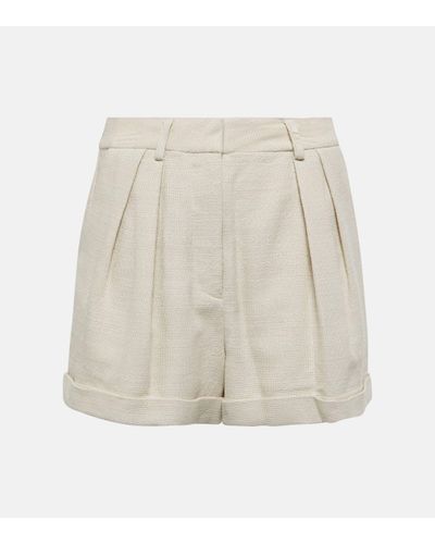 STAUD Luisa High-rise Cotton-blend Shorts - White
