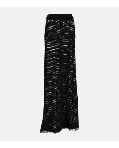 Dries Van Noten Crochet Cotton Maxi Skirt - Black