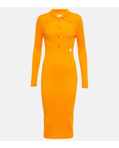 Patou Ribbed-knit Midi Dress - Orange