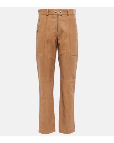 Isabel Marant Anazia Straight Leather Trousers - Brown