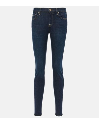 7 For All Mankind Mid-Rise Skinny Jeans The Skinny - Blau