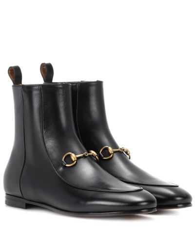 Gucci Jordaan Ankle Boots Aus Leder Mit Horsebit-detail - Schwarz